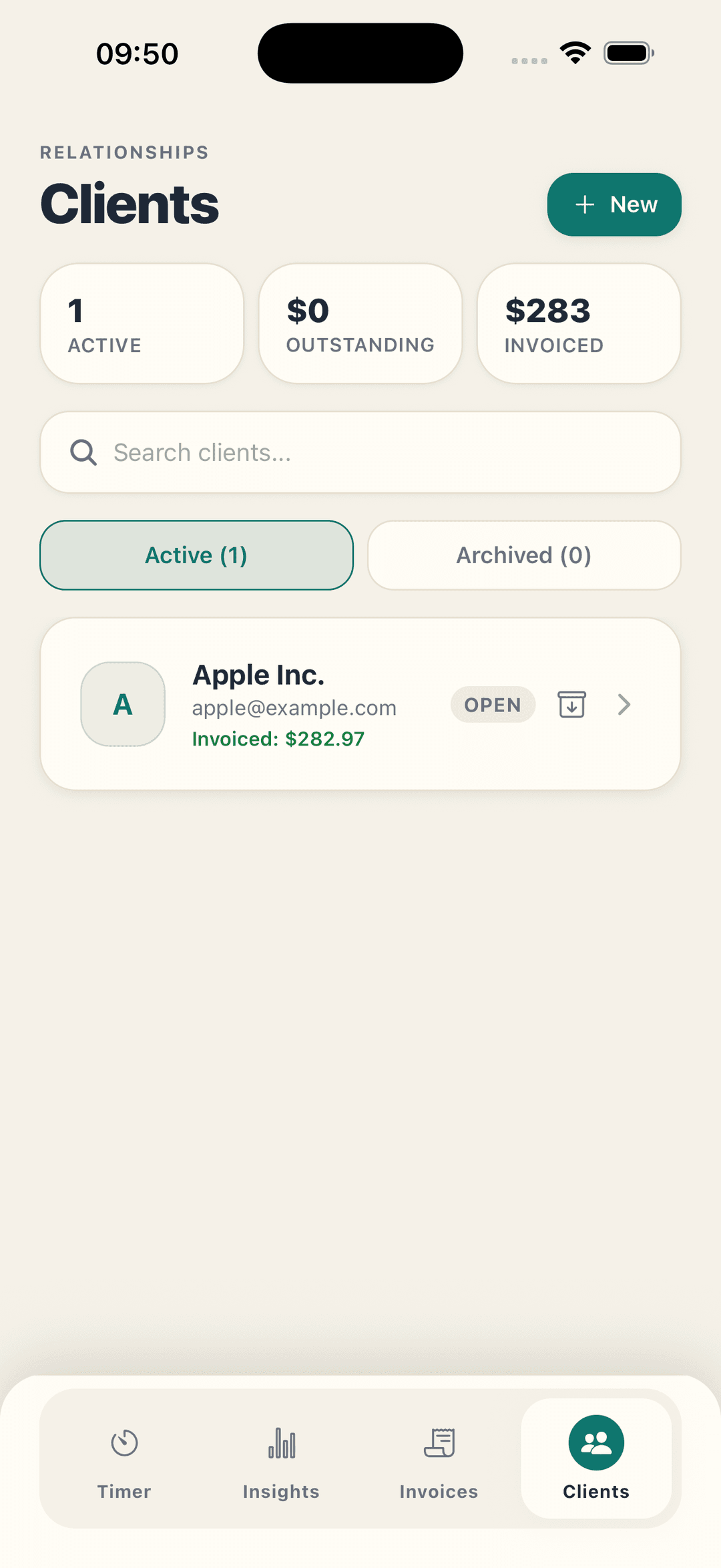 LogTime Pro clients screen